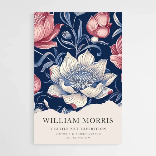 Affiche William Morris Lotus Bleue et Rose