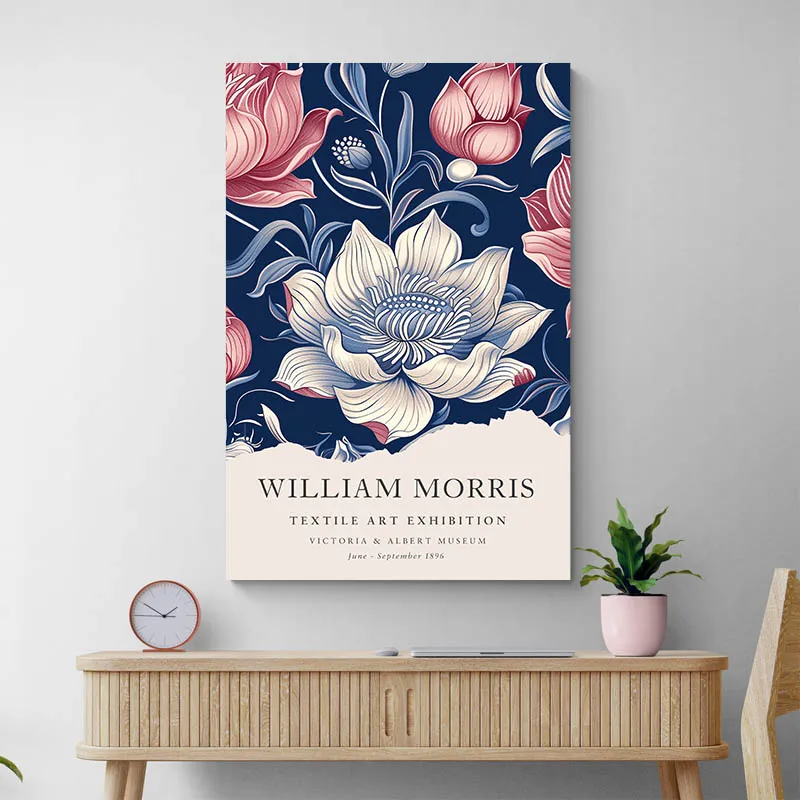 Affiche William Morris Lotus Bleue et Rose
