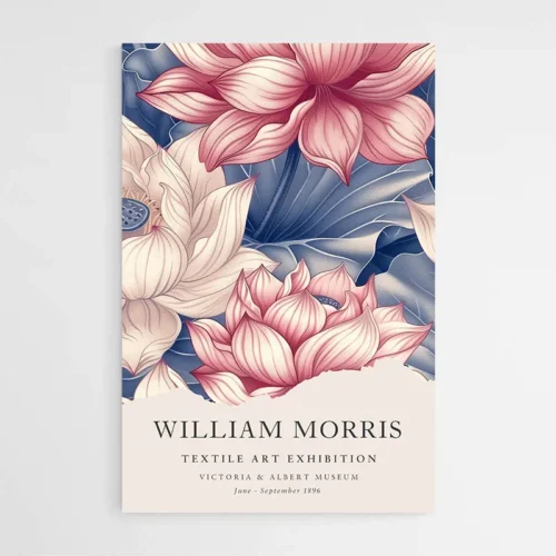 Affiche William Morris Lotus Rose et Blanche