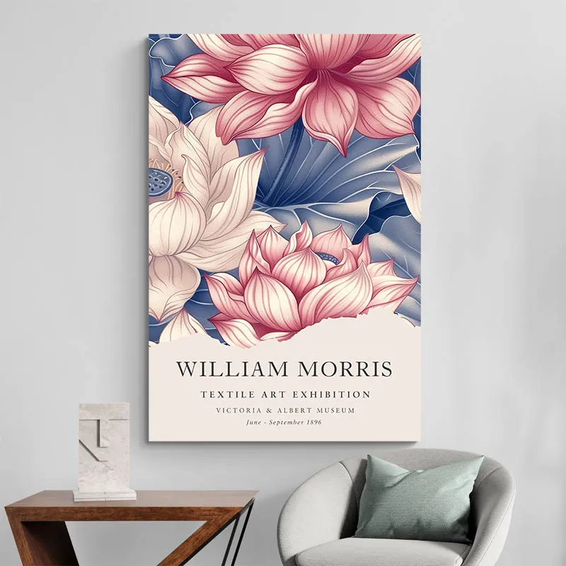 Affiche William Morris Lotus Rose et Blanche