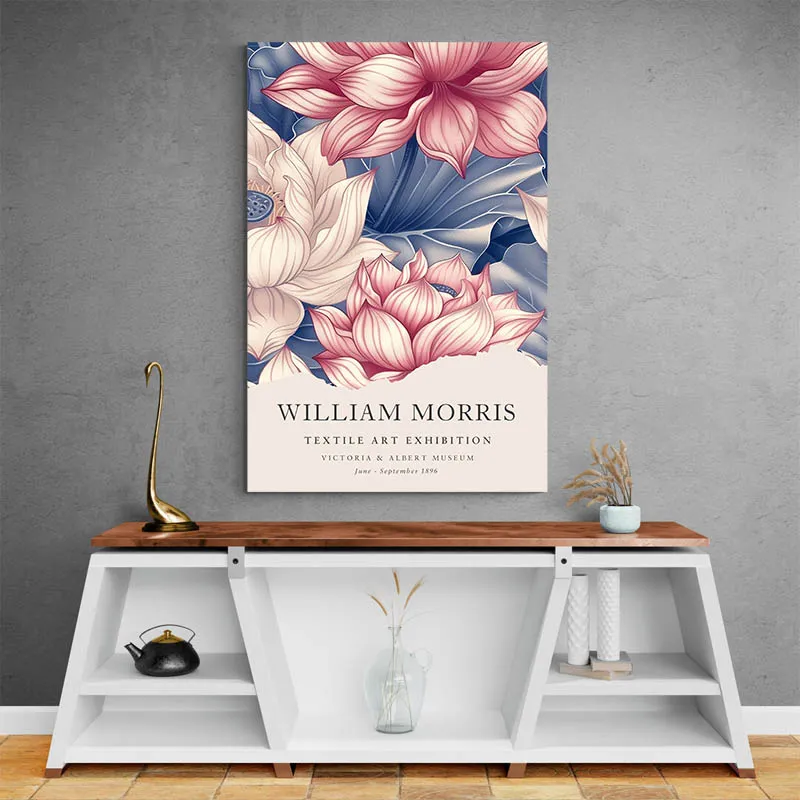 Affiche William Morris Lotus Rose et Blanche