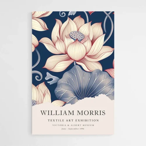Affiche William Morris Lotus Rose et Bleue