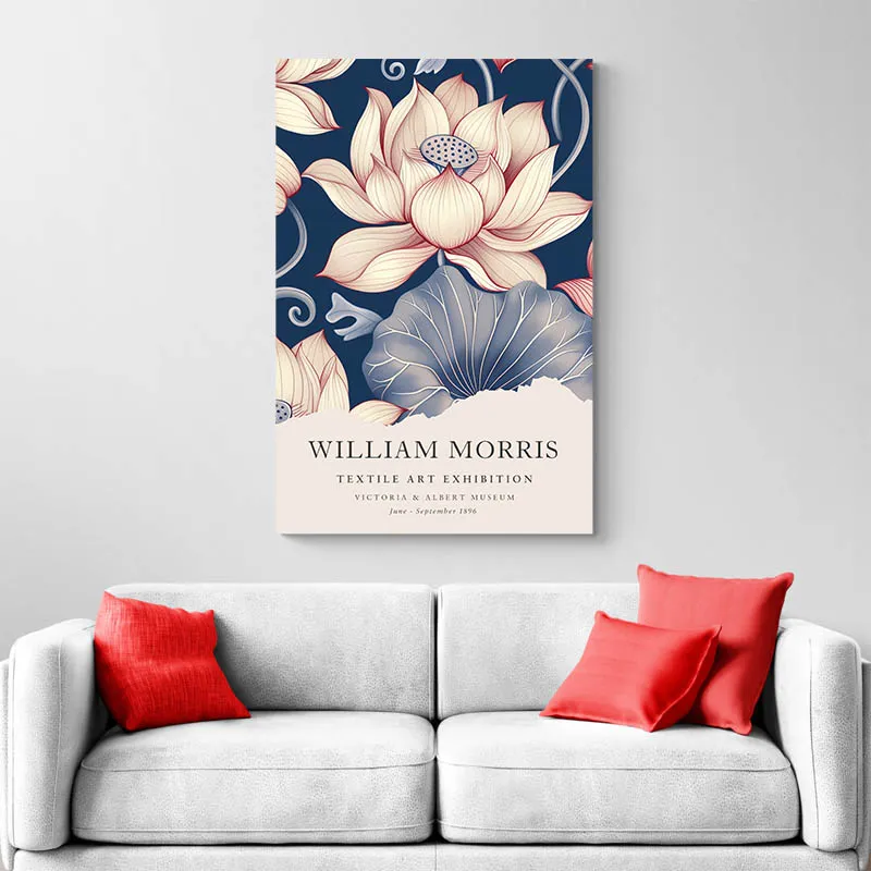 Affiche William Morris Lotus Rose et Bleue