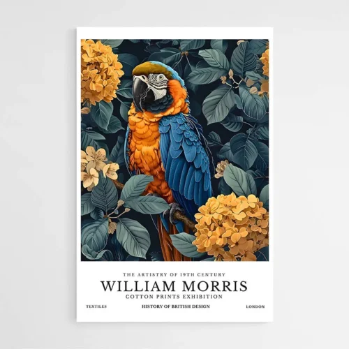 Affiche William Morris Perroquet Bleu