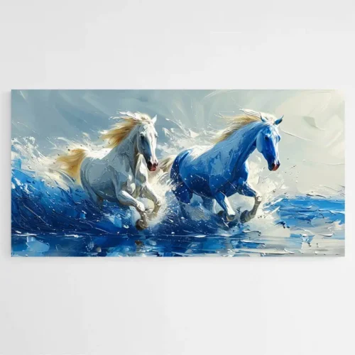 Peinture Chevaux Bleus