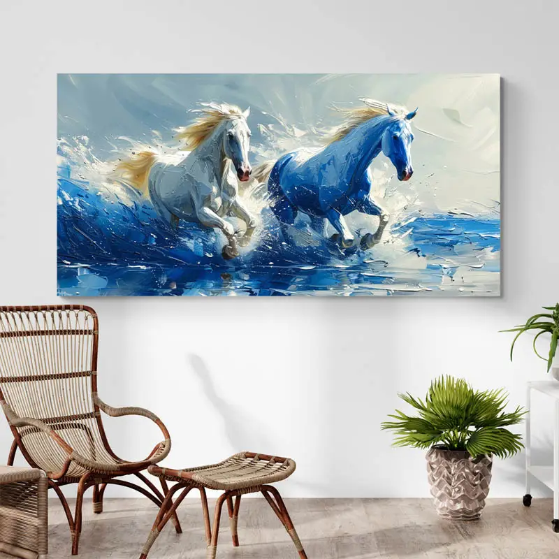 Peinture Chevaux Bleus