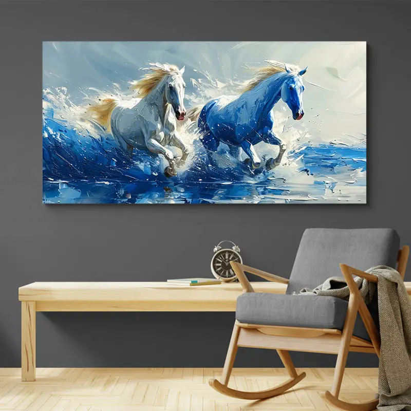 Peinture Chevaux Bleus