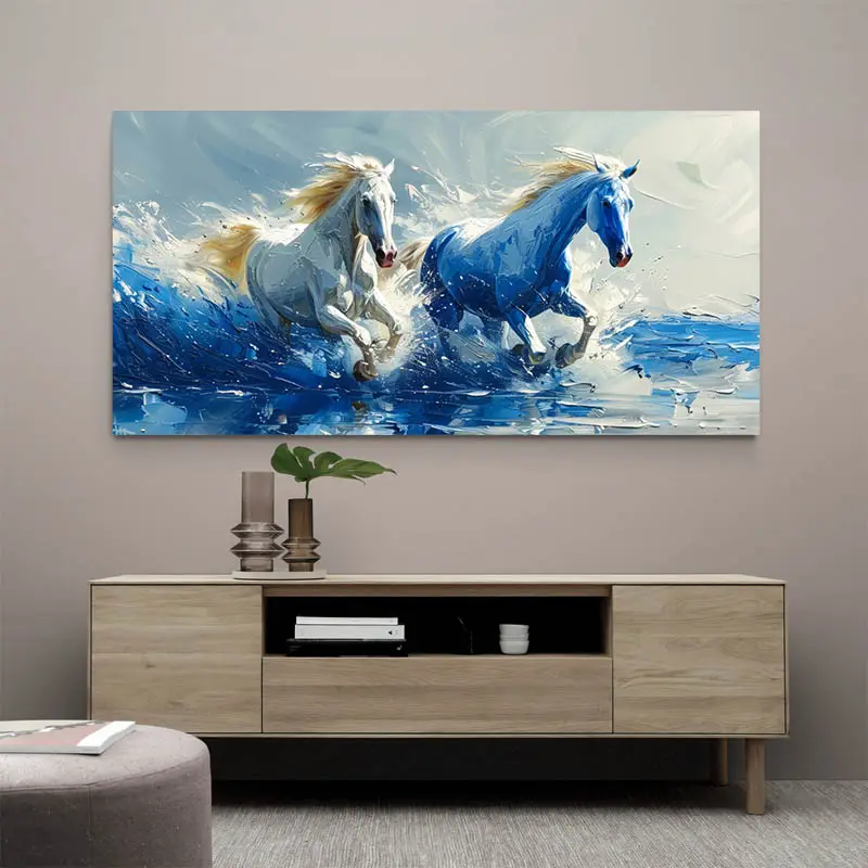 Peinture Chevaux Bleus