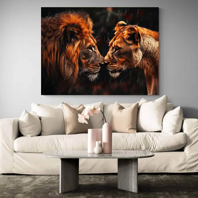 Peinture Lion et Lionne