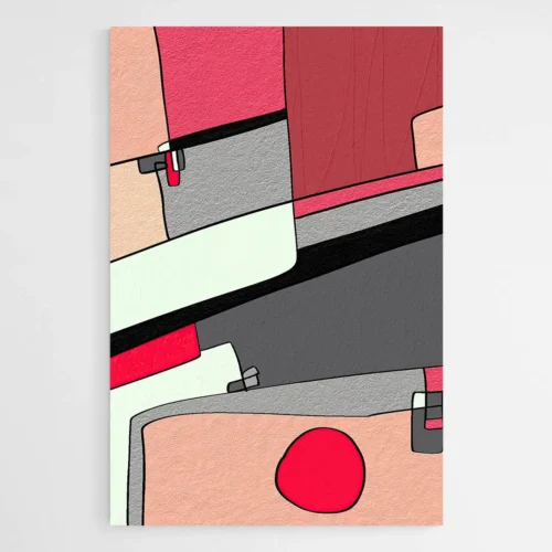 Tableau Abstrait Gris et rouge