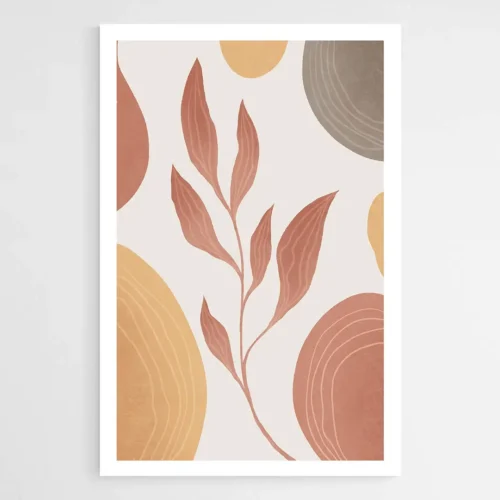 Tableau Abstrait feuille Terracotta