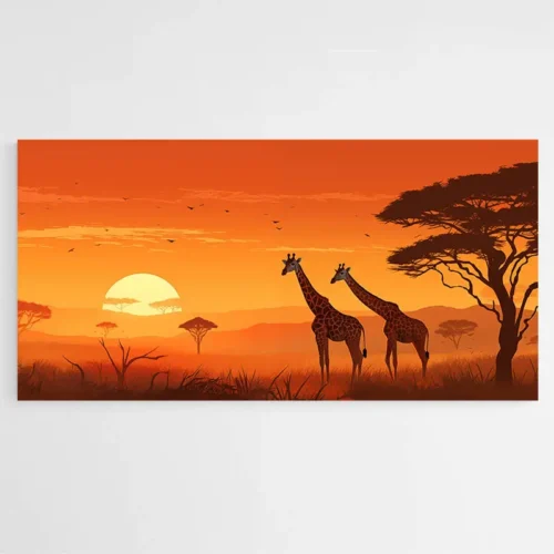 Tableau Africain Girafes