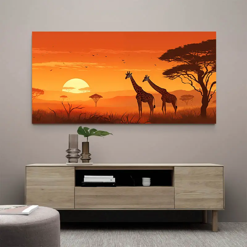 Tableau Africain Girafes