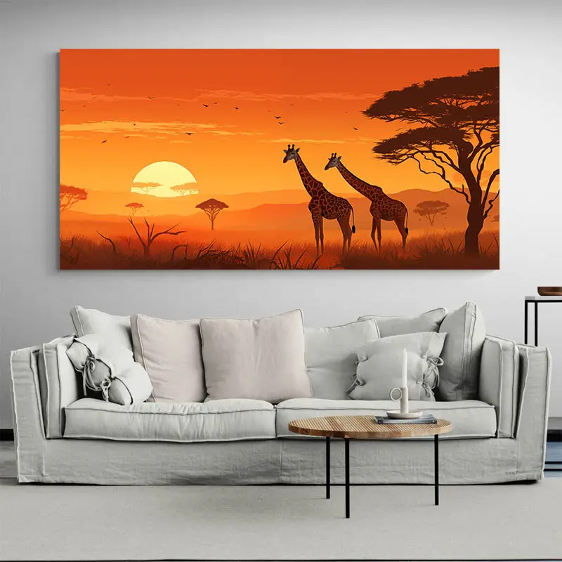 Tableau Africain Girafes