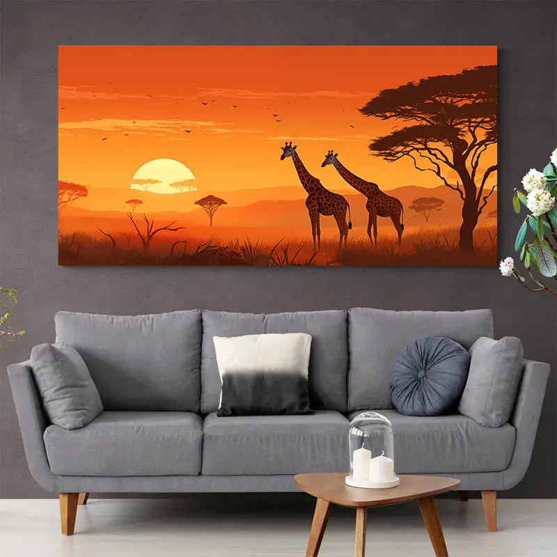 Tableau Africain Girafes