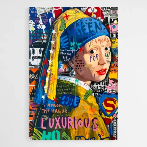 Tableau fille perle street art