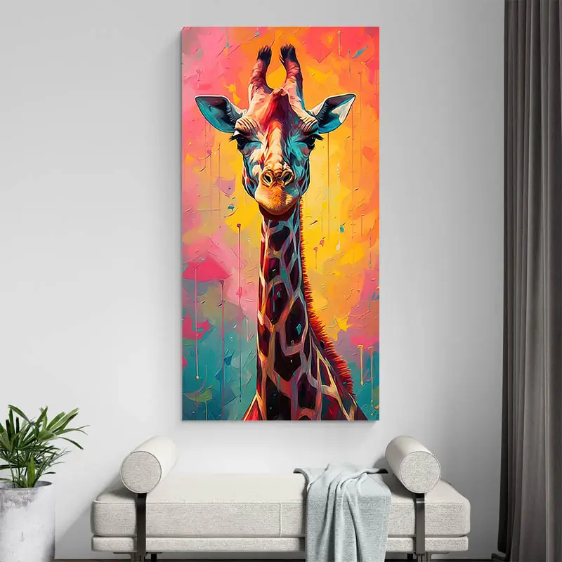 Tableau Girafe Multicolore