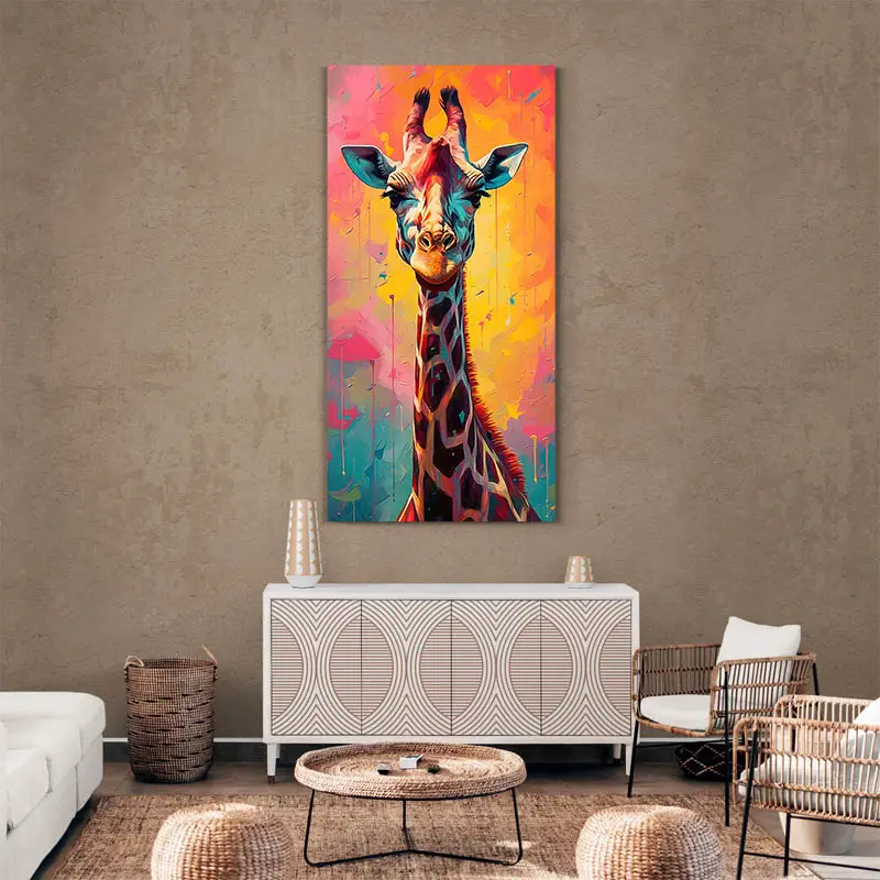 Tableau Girafe Multicolore