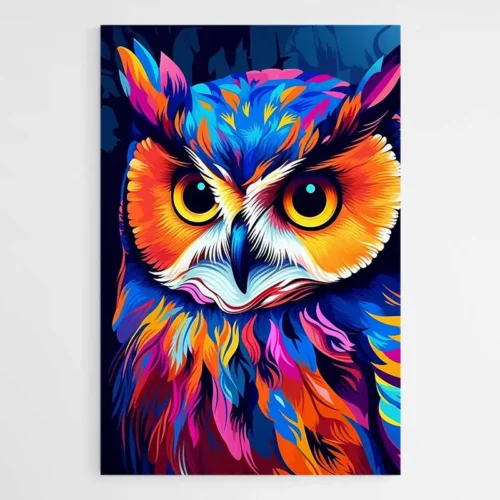 Tableau Hibou Coloré Pop Art