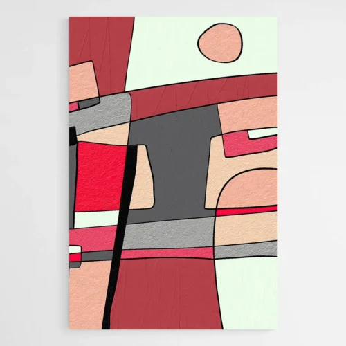 Tableau Rouge et Gris Abstrait