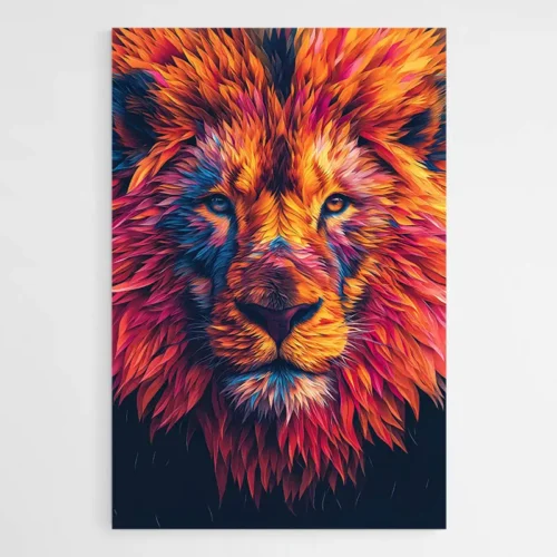 Tableau Tête de Lion Multicolore