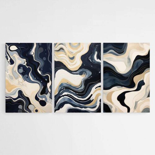 Tableau Triptyque Abstrait