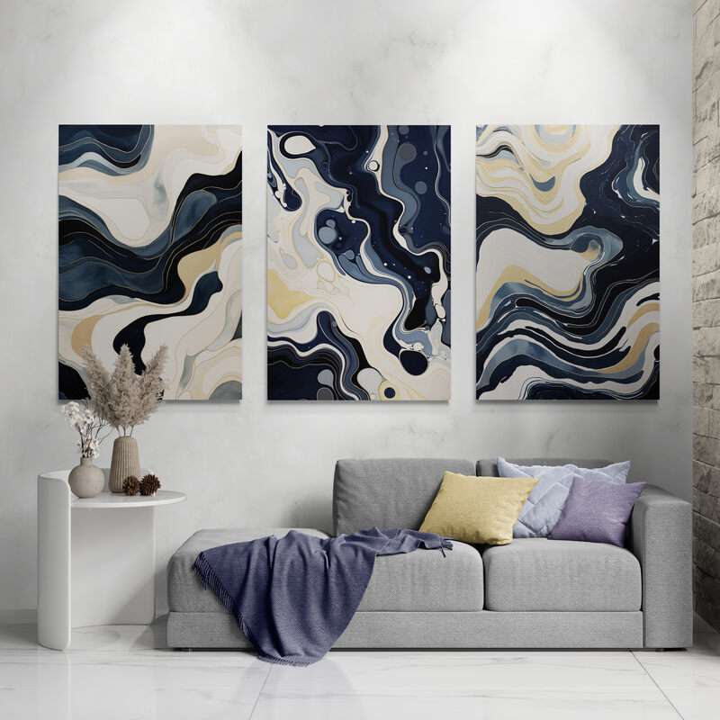 Tableau Triptyque Abstrait
