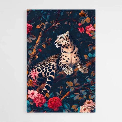 Tableau William Morris Leopard Fleurs