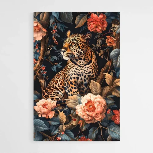 Tableau William Morris Leopard et Fleurs