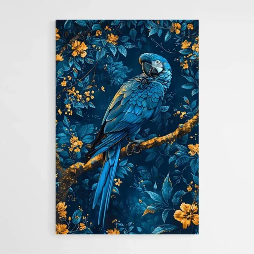 Tableau William Morris Perroquet Bleu