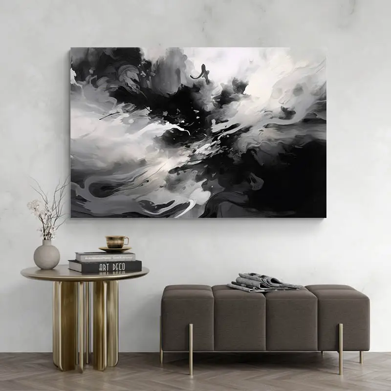 Tableau Abstrait Noir et Blanc