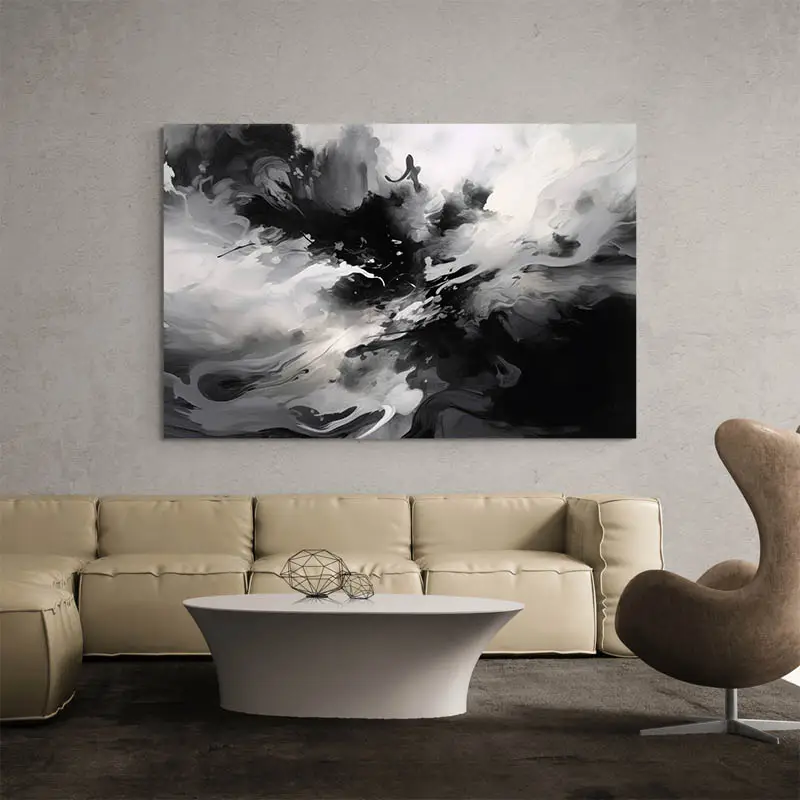 Tableau Abstrait Noir et Blanc