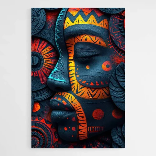 Tableau africain visage de profil