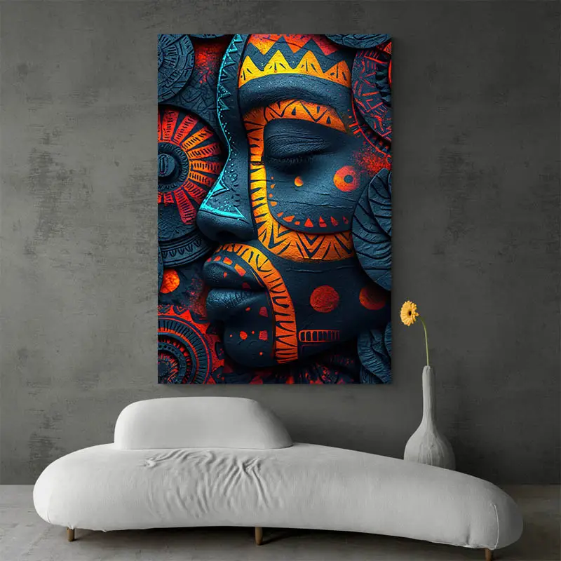 Tableau africain visage de profil