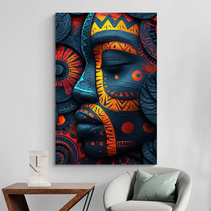 Tableau africain visage de profil
