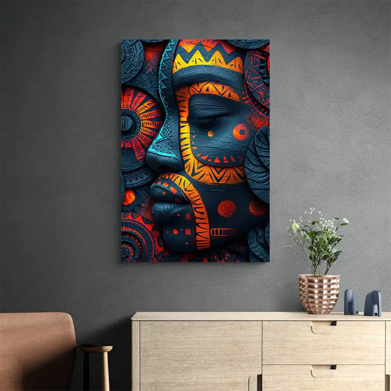 Tableau africain visage de profil