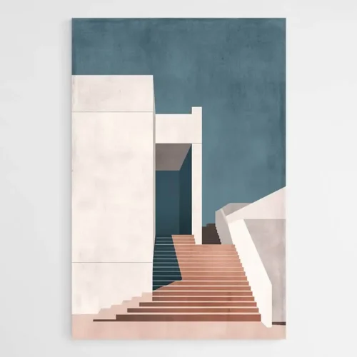 Tableau architecture bleu et blanc