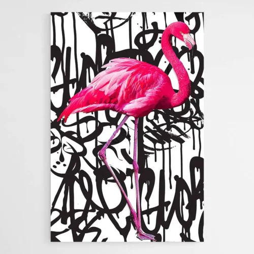 Tableau avec flamant rose
