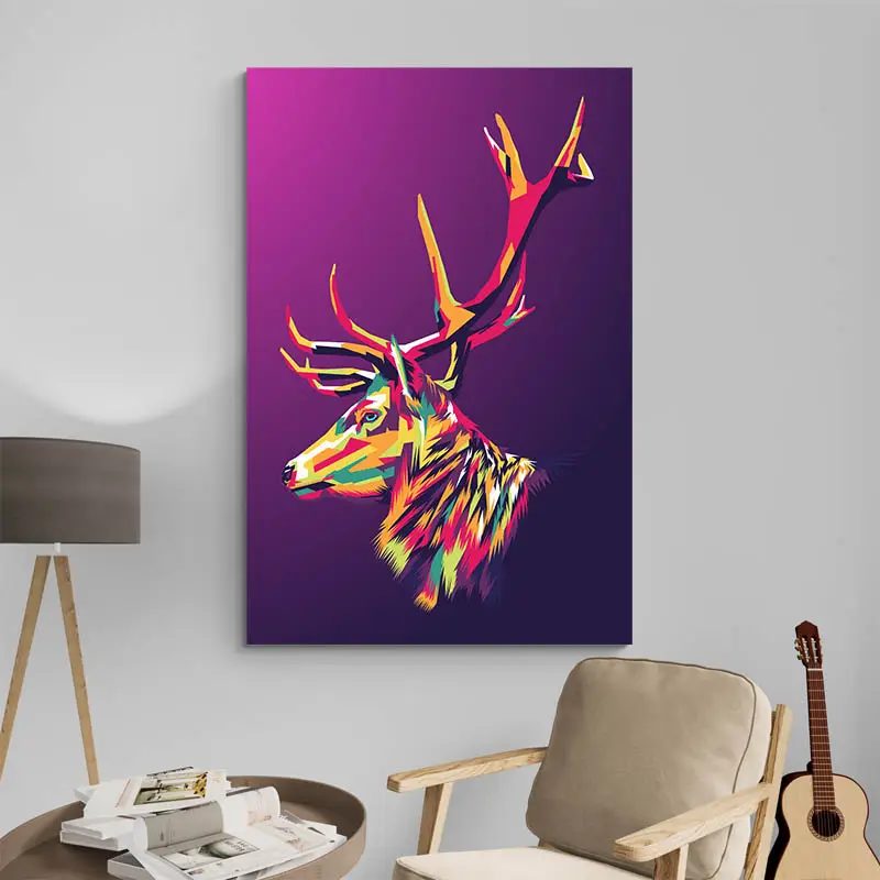 Tableau Cerf Pop Art