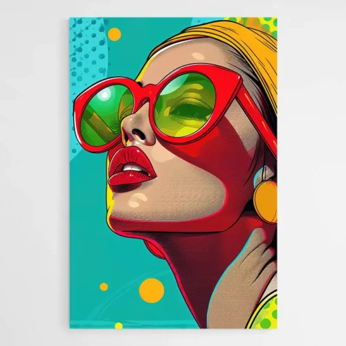 Tableau femme Pop art lunettes rouges