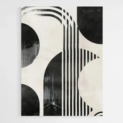 Tableau géométrie abstraite noir et blanc