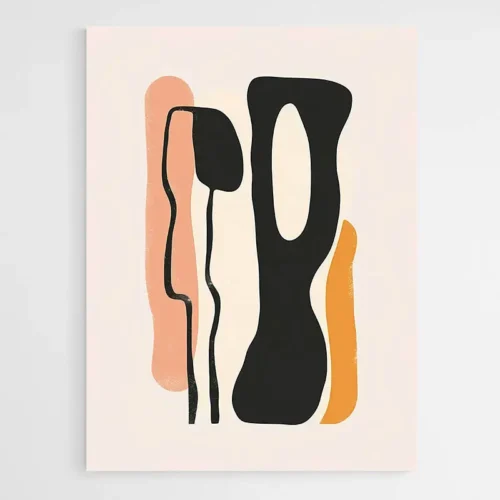 Tableau minimaliste rose noir et jaune