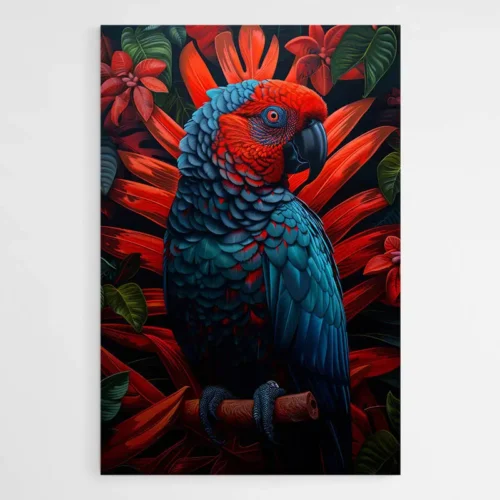 Tableau perroquet rouge et bleu
