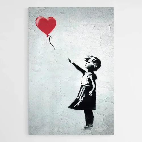 Tableau petite fille avec ballon rouge