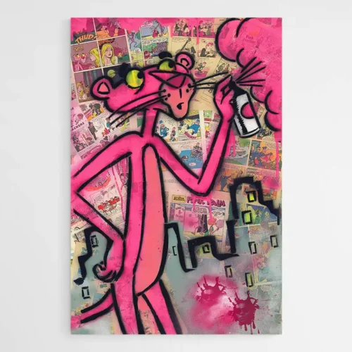 Tableau Street Art Panthère Rose