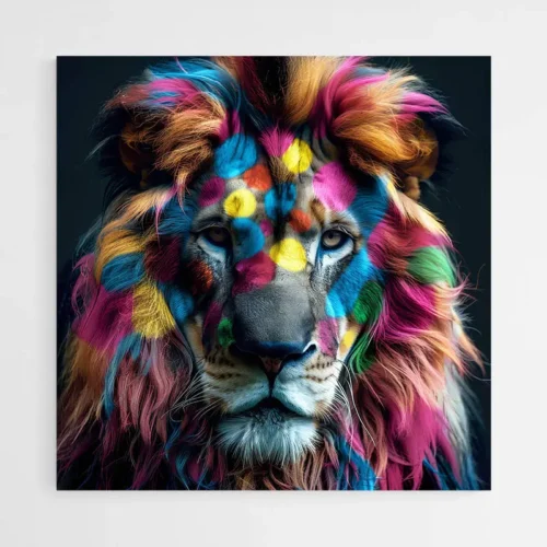 Tableau tête de lion Coloré