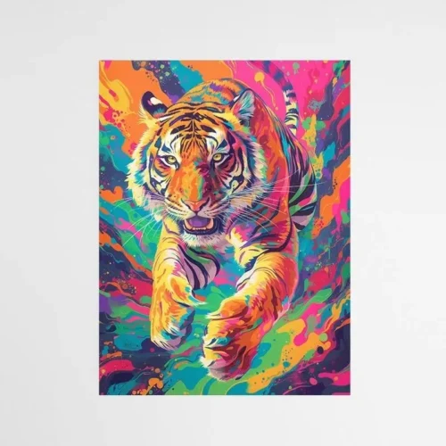 Tableau tigre multicolore