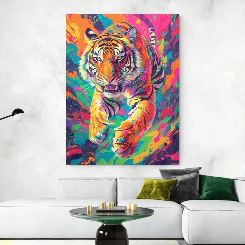 Tableau tigre multicolore