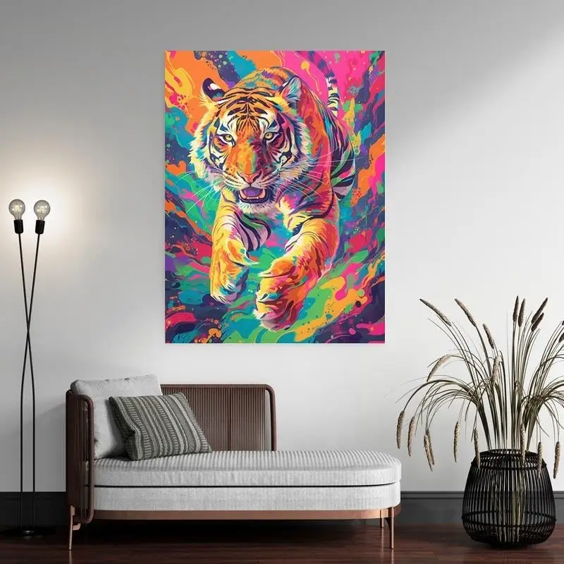 Tableau tigre multicolore