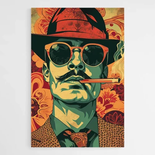 Tableau vintage homme avec un cigare